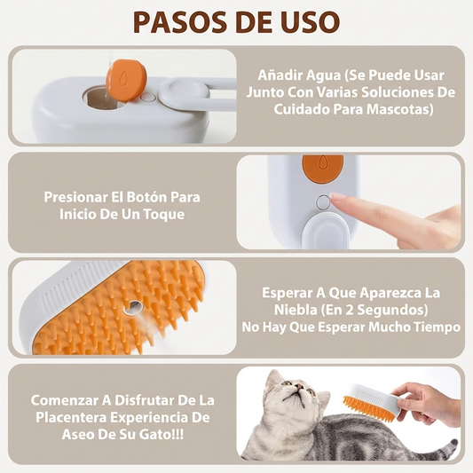 Cepillo con vapor para perros y gatos
